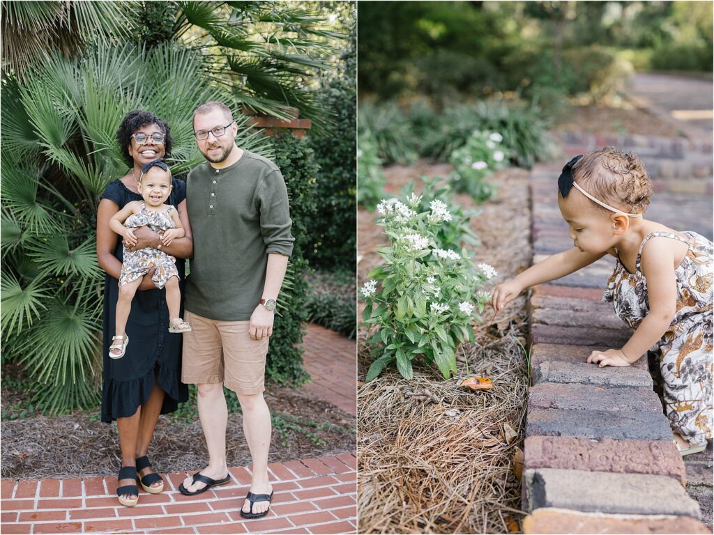 18 months baby plan photos with parents at Maclay Gardens State Park