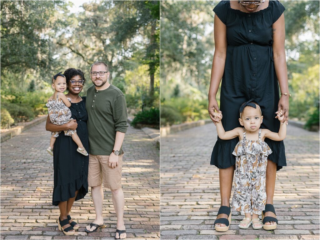 18 months baby plan photos with parents at Maclay Gardens State Park