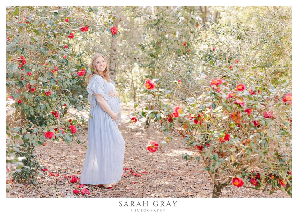 Creating Comfort: 5 Ways That I Help Expecting Moms Feel Beautiful and Relaxed 2 Tallahassee maternity portrait of pregnant woman standing in soft sunset light taken by Tallahassee maternity photographer, Sarah Gray