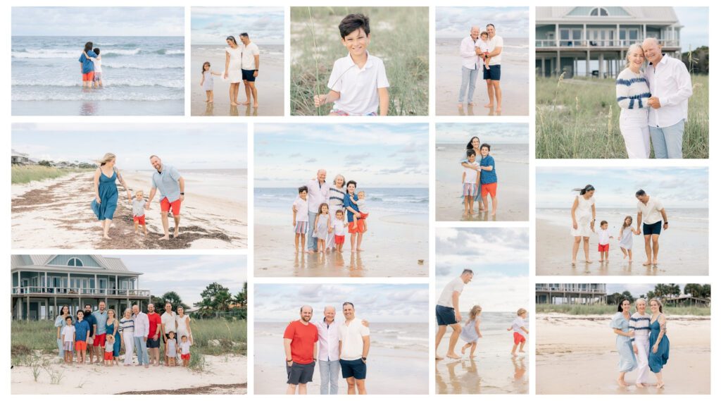 Vacation Family Photos: Capturing Real Moments (Without the Stress) on Your Family Trip 7 North Florida family photographer captures grandparents and grandchildren in vacation family photos session at the beach